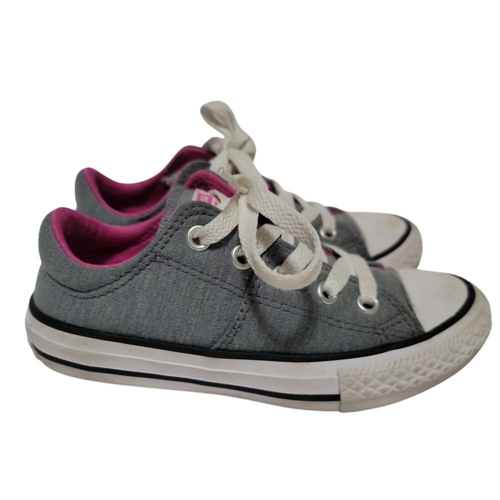 Converse Chuck Taylor Grey Canvas Sneakers Pink Lining Youth Casual Shoes